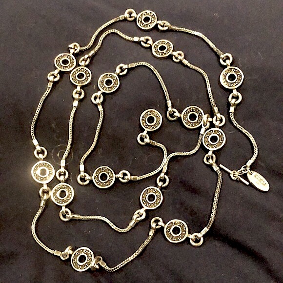 LOIS HILL Sterling Silver Granulated Station Byzantine Necklace Toggle Clasp - Picture 12 of 17